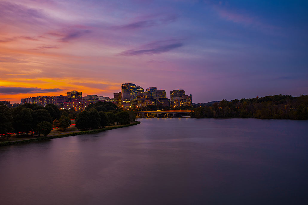 Northern Virginia skyline at night